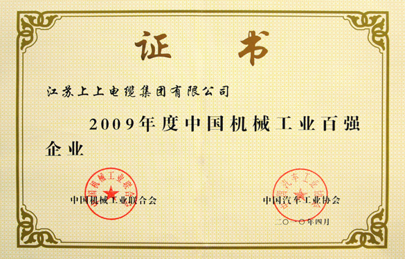 尊龙凯时人生就是搏荣获“2009年度中国机械工业百强企业”