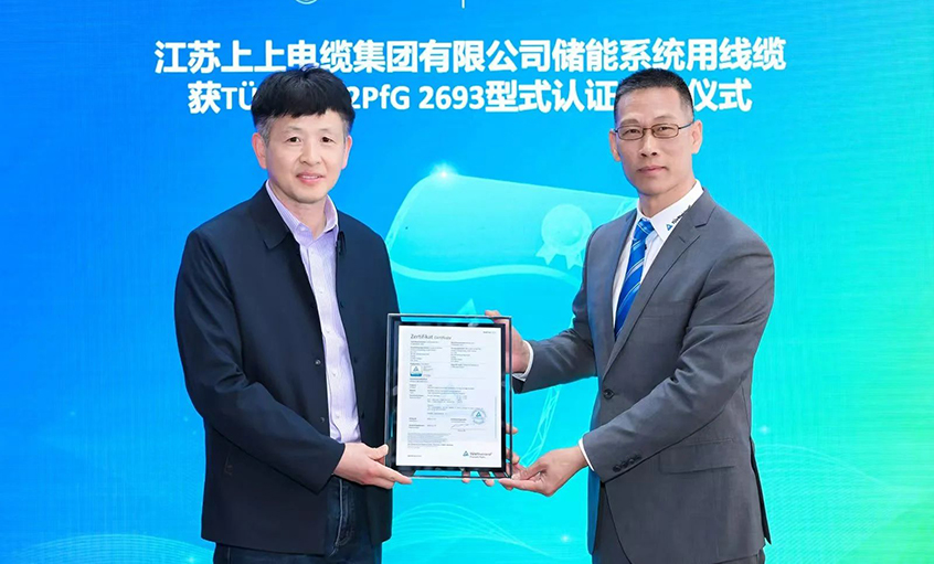 T?V莱茵为尊龙凯时人生就是搏有限公司揭晓T?V储能系统用电缆 2PfG 2693标准认证证书